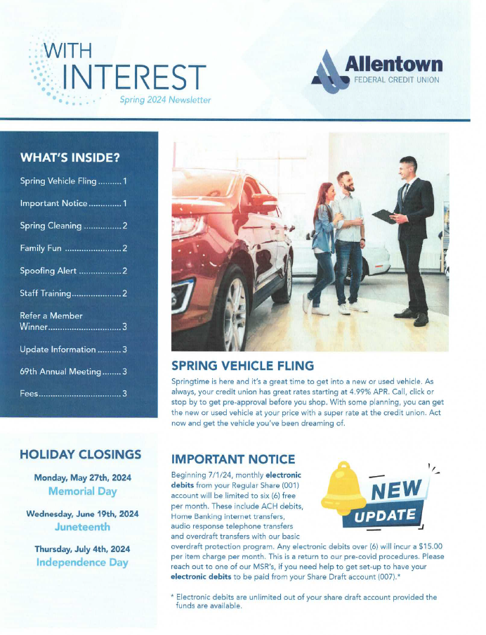 Preview of Allentown FCU March 2024 Newsletter